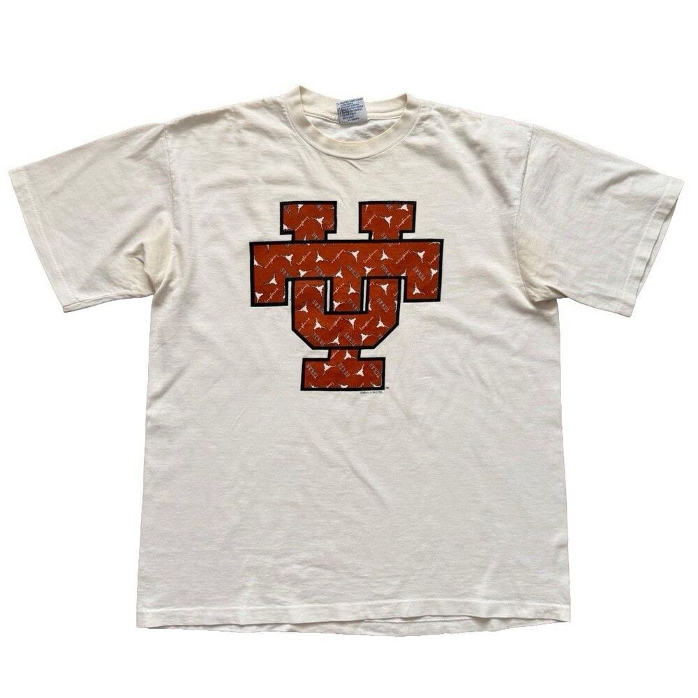 Vintage 90s Texas Longhorns UT Logo T-Shirt All Sport Made USA White Men’s XL